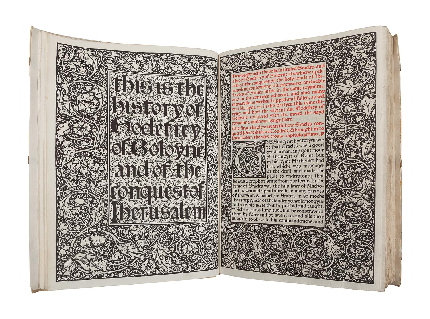 [FINE PRESS & LIVRE D'ARTISTE]. -- [KELMSCOTT PRESS]. [GUILELMUS, Archbishop of Tyre]. The History of Godefrey of Boloyne and of the Conquest of Iherusalem . Edited by H. Halliday Sparling. Hammersmith: Kelmscott Press, 1893.