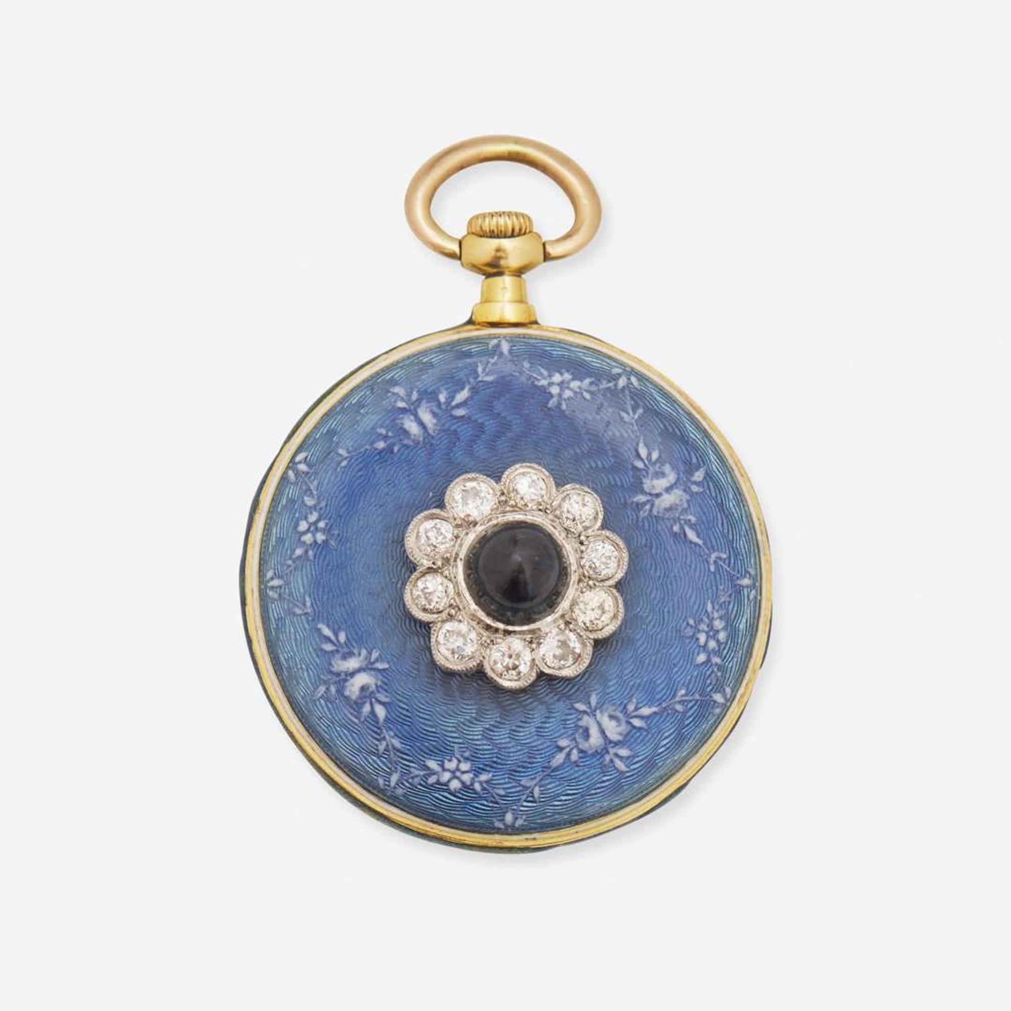 An 18K Ladies Bailey Banks & Biddle Enameled Pocket Watch c.1910
