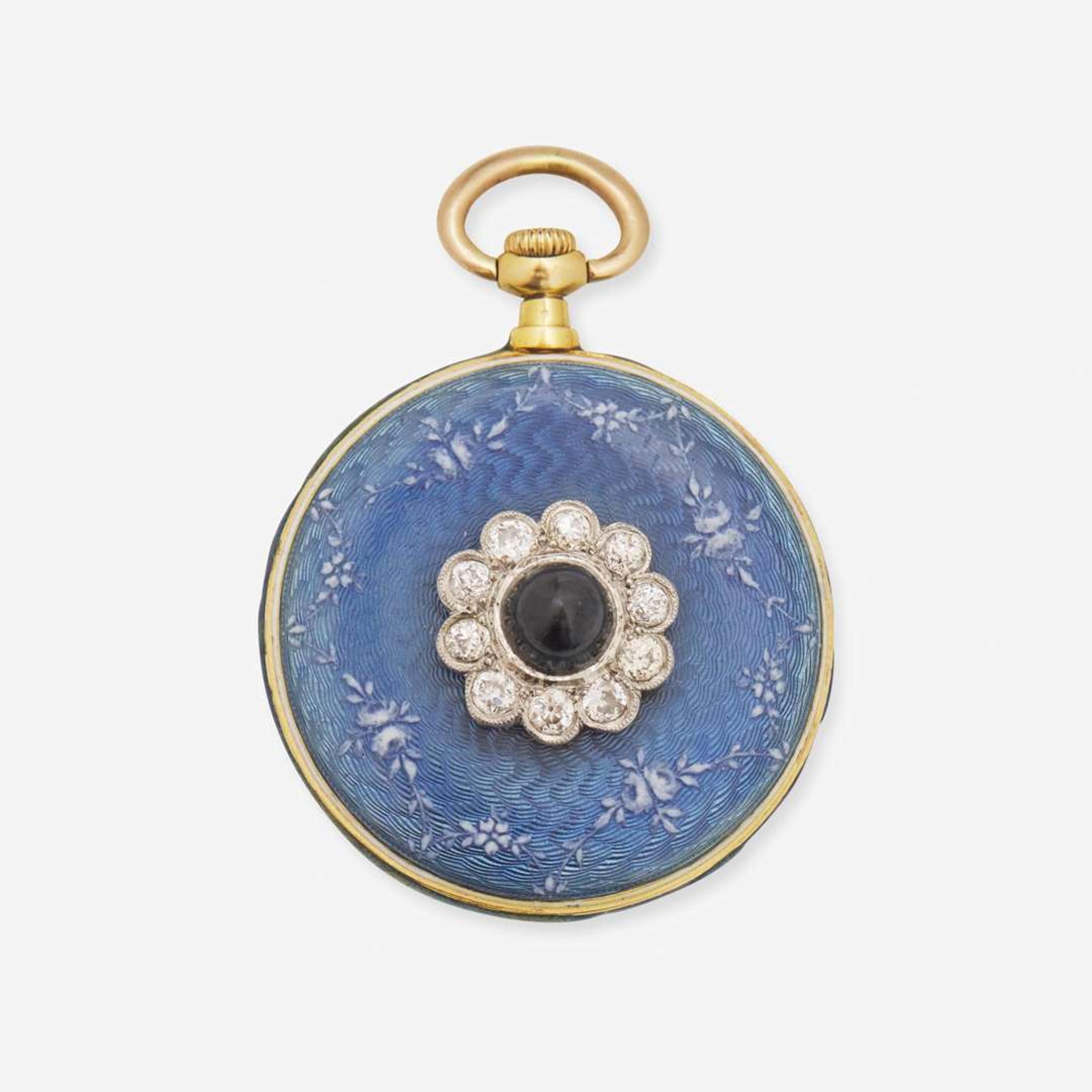 An 18K Ladies Bailey Banks & Biddle Enameled Pocket Watch c.1910
