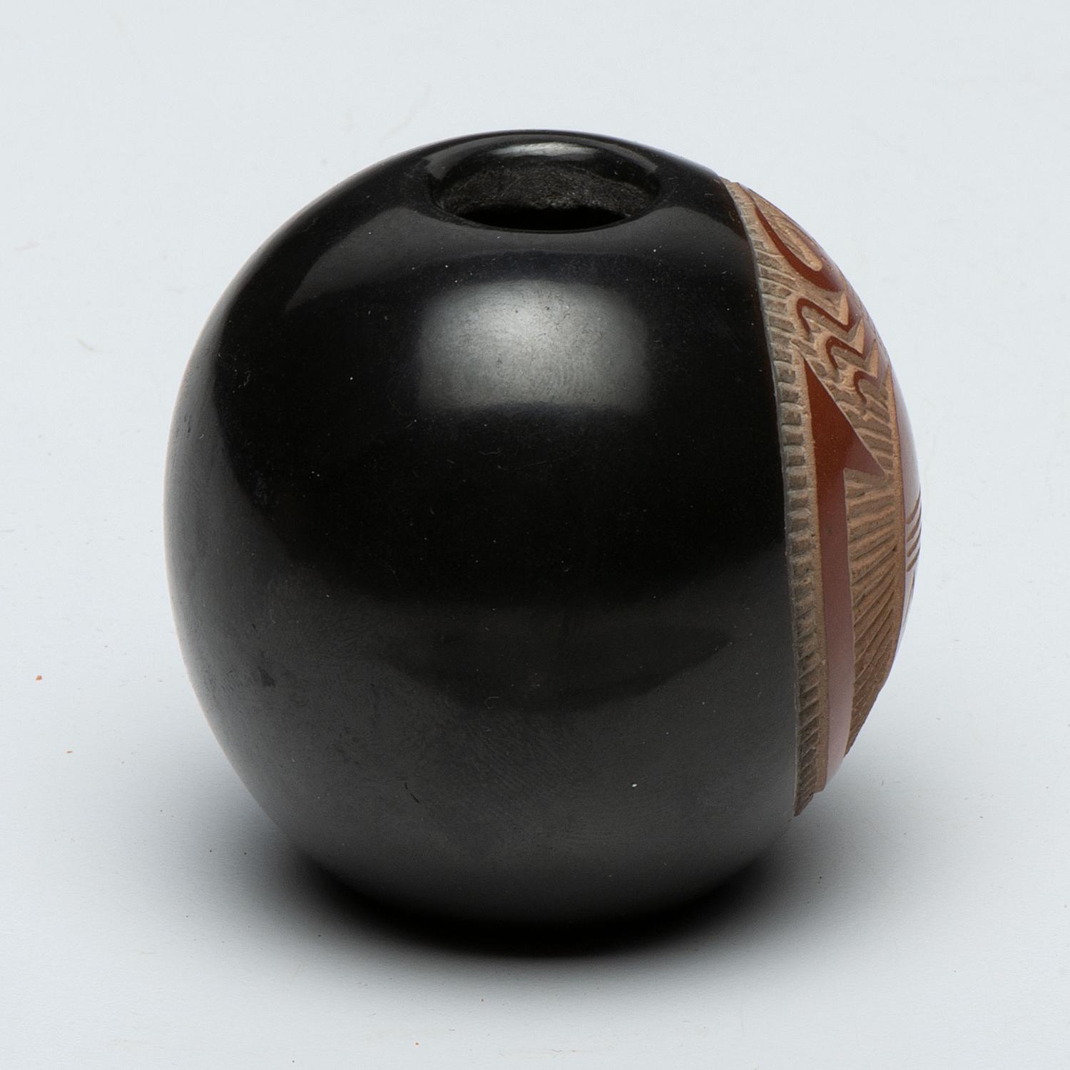 Black, Red, and Sienna Sgraffito Seed Jar, with Iktomi