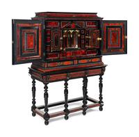 A Flemish Red Tortoise Shell, Kingwood and Ebony Cabinet on Stand