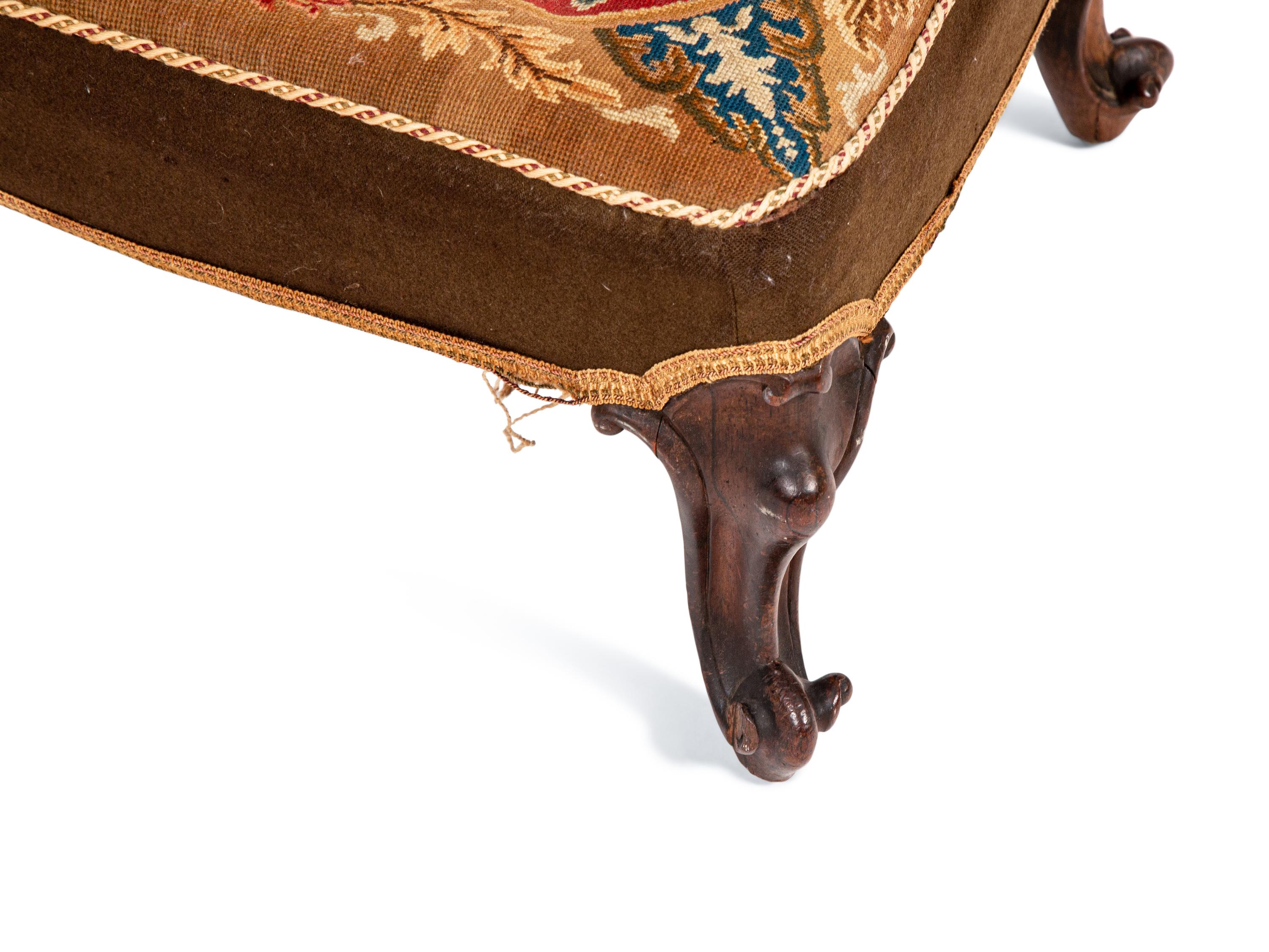 A Victorian Needlepoint-Upholstered Rosewood Prie-Dieu