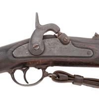 Model 1861 US Springfield rifle musket dated 1861 with bayonet and frog.