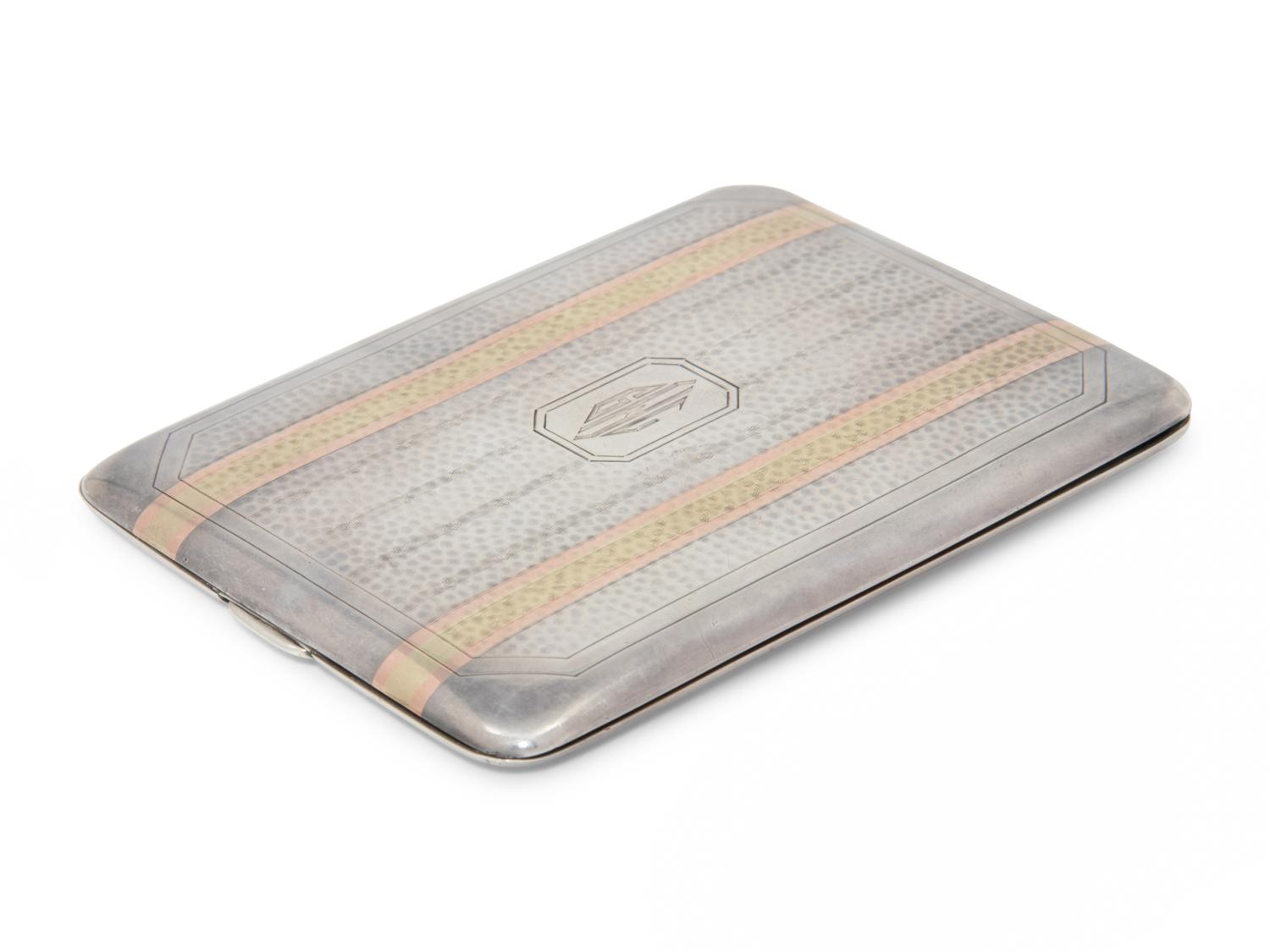 An American Silver and 14-Karat Gold Cigarette Case