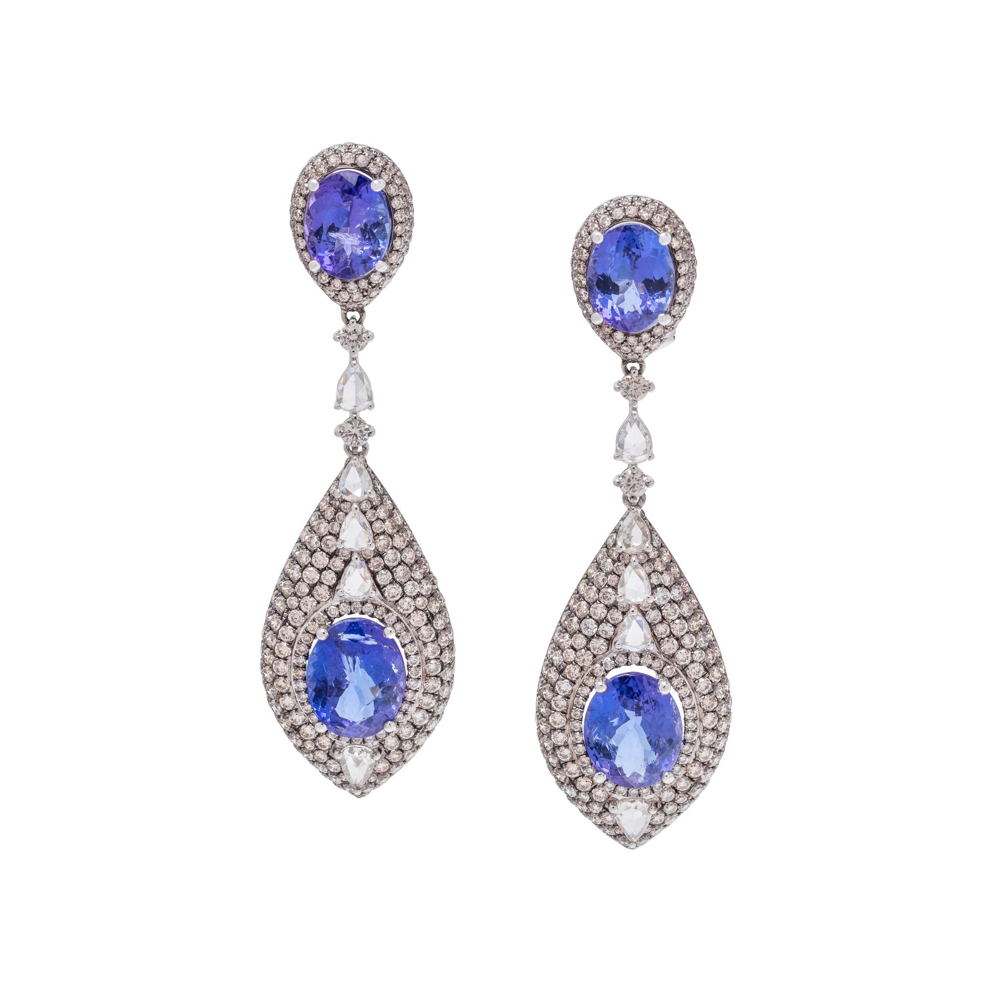NIGAAM, TANZANITE AND DIAMOND EARCLIPS