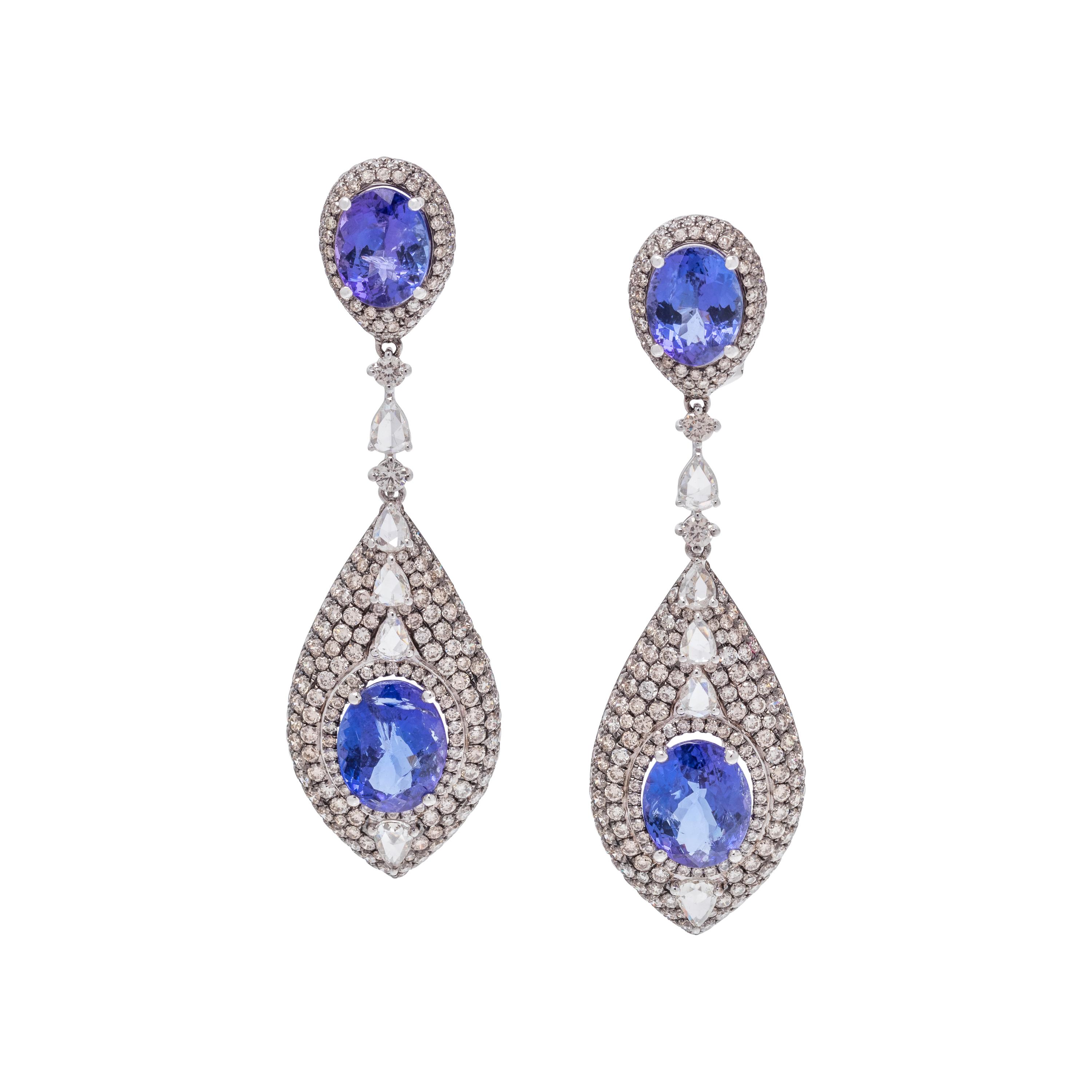 NIGAAM, TANZANITE AND DIAMOND EARCLIPS