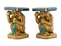 A Pair of Majolica Monkey Ornaments