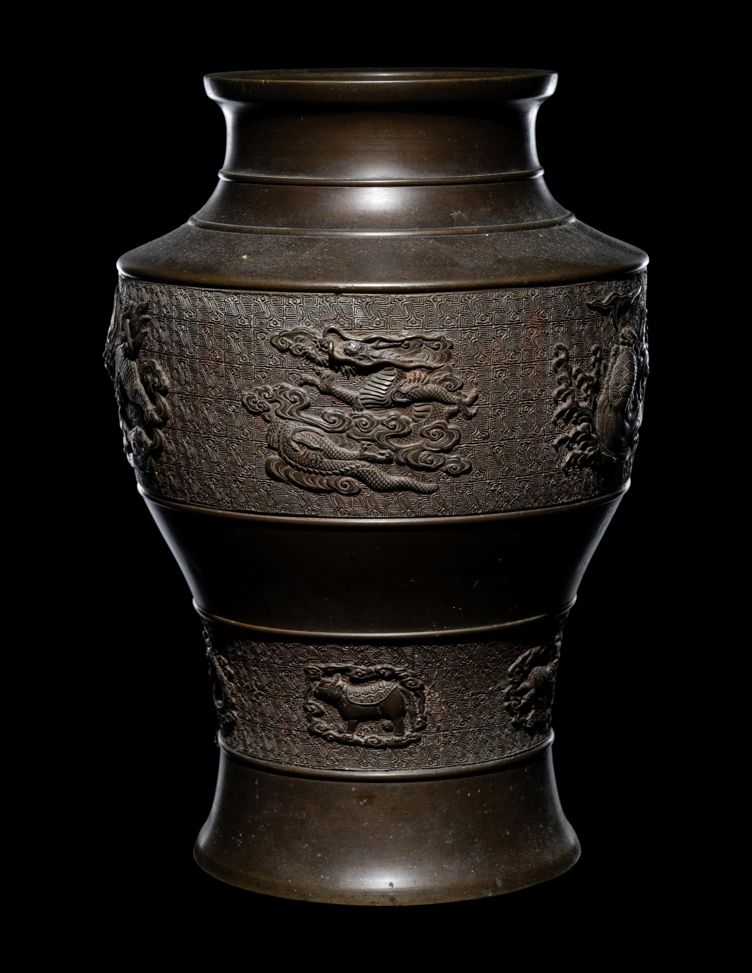 Two Japanese Bronze Vases