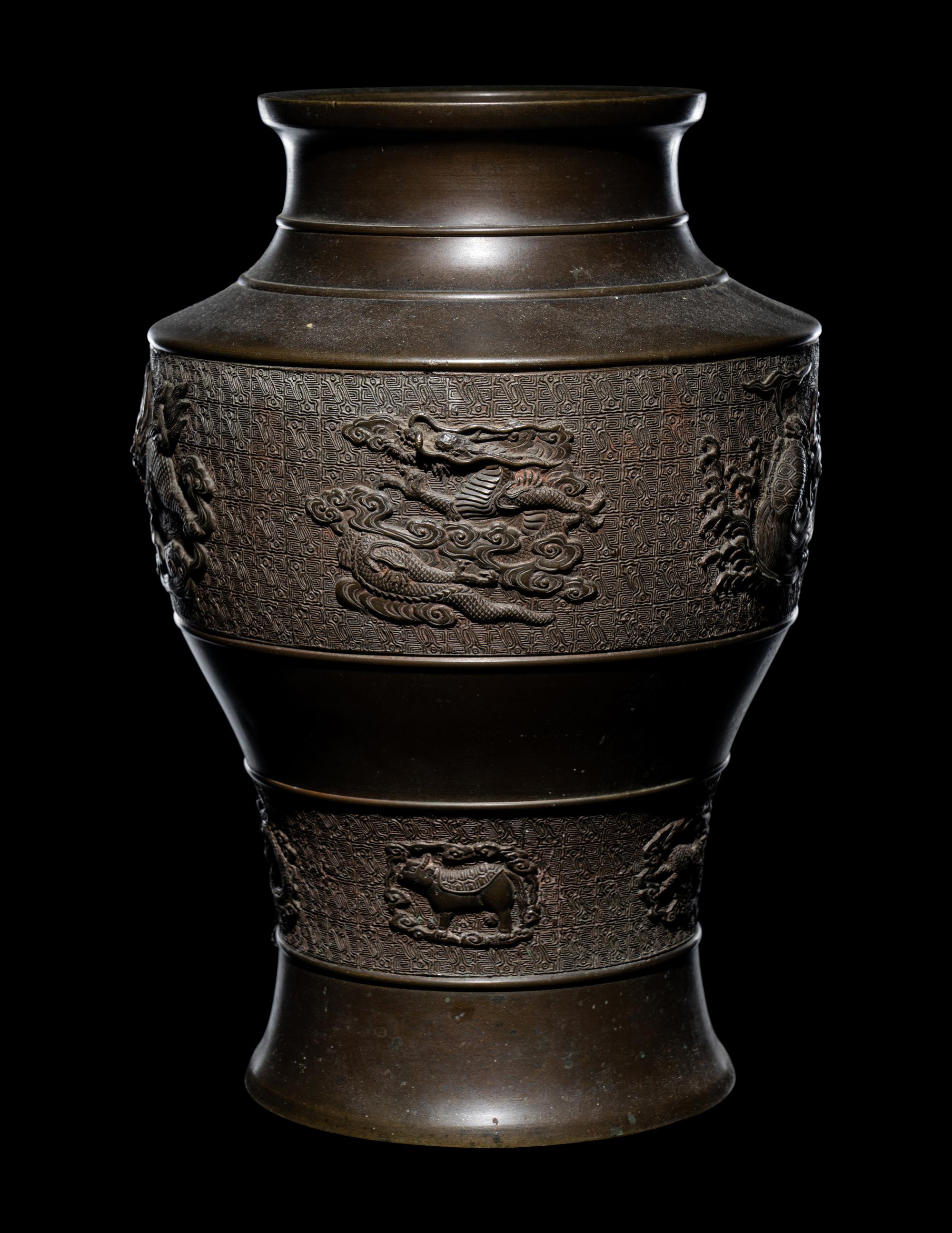Two Japanese Bronze Vases