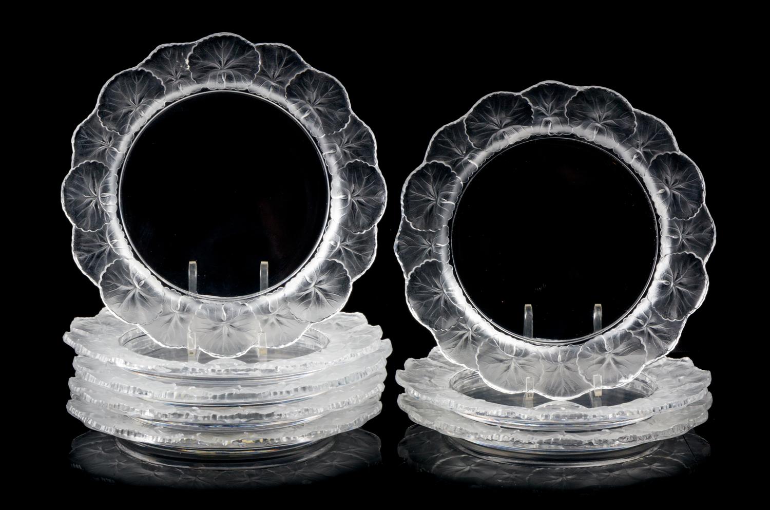 Lalique, , a set of eight Honfleur pattern glass plates