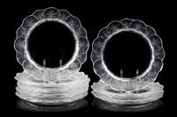 Lalique, , a set of eight Honfleur pattern glass plates