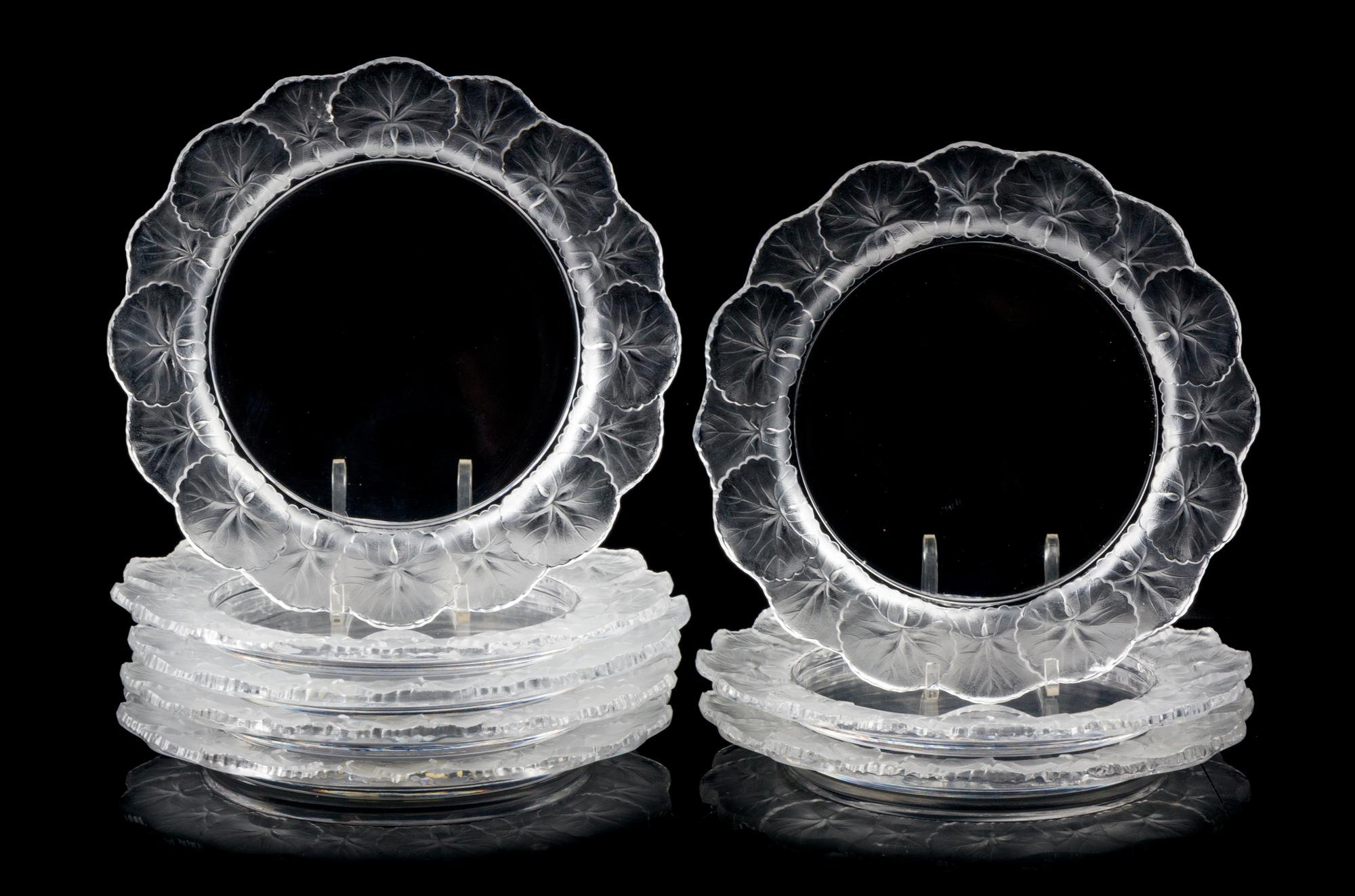 Lalique, , a set of eight Honfleur pattern glass plates