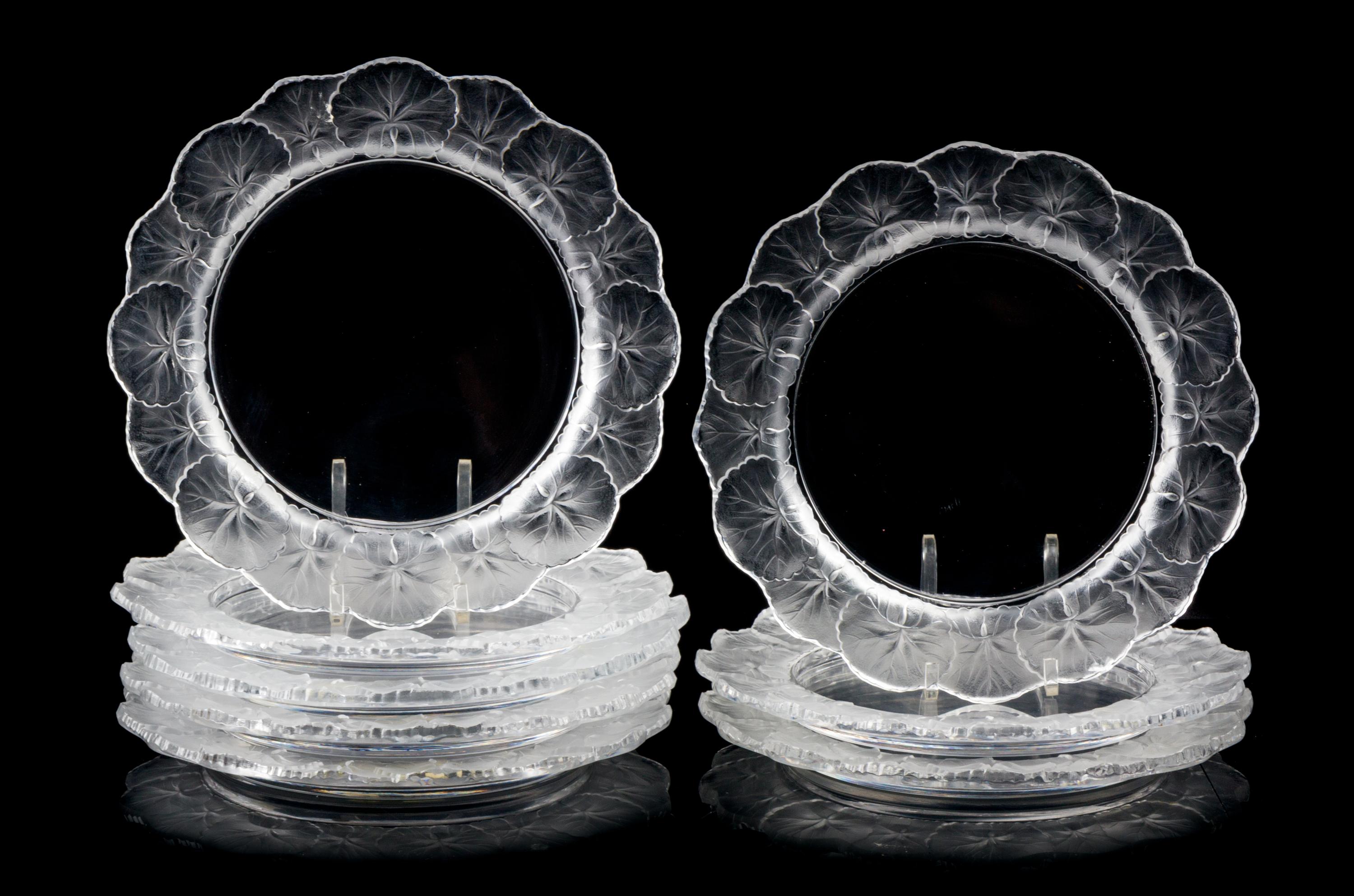 Lalique, , a set of eight Honfleur pattern glass plates