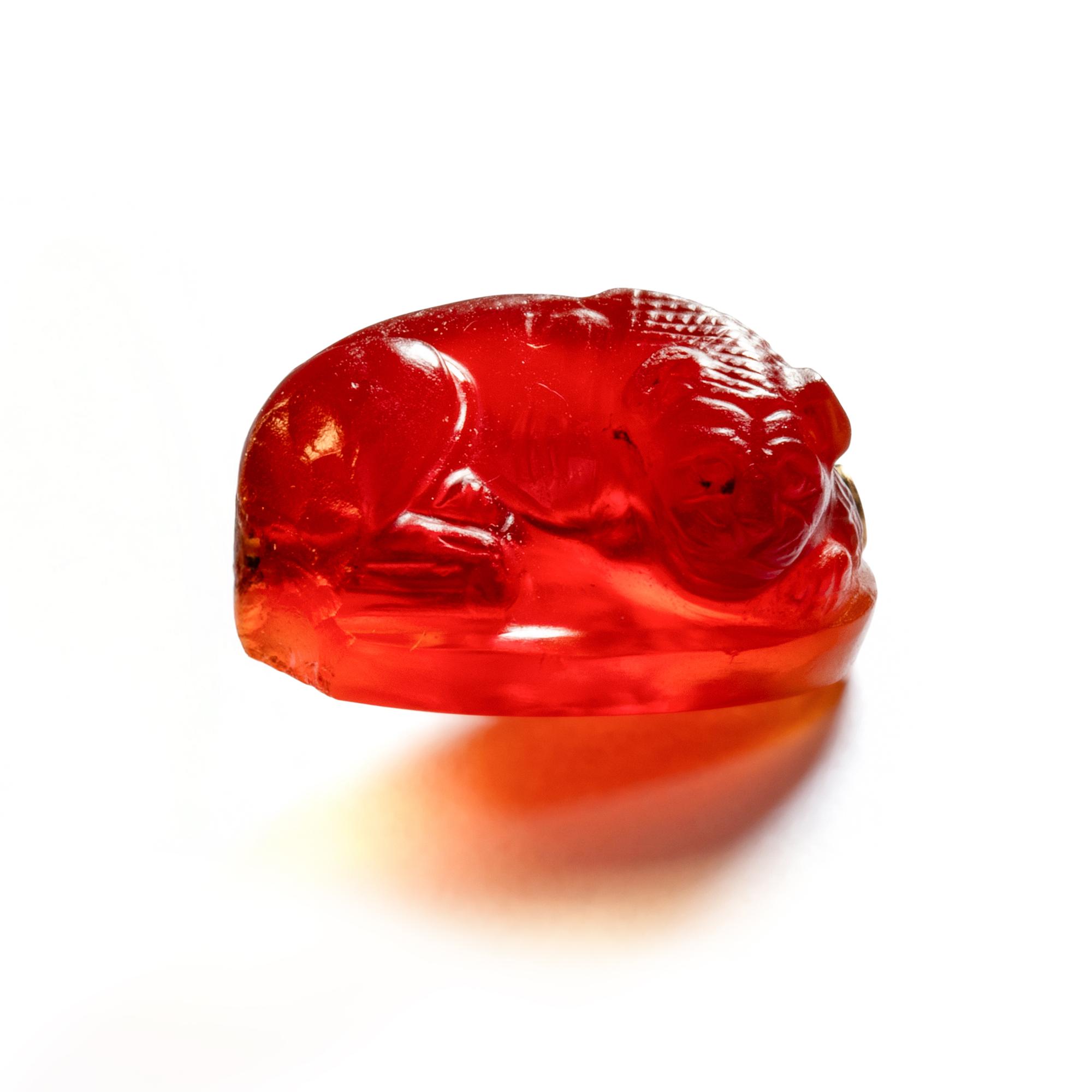 A Greek Carnelian Lion Gem