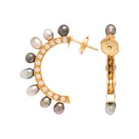 GREY PEARL, DIAMOND AND BLACK DIAMOND EARRINGS