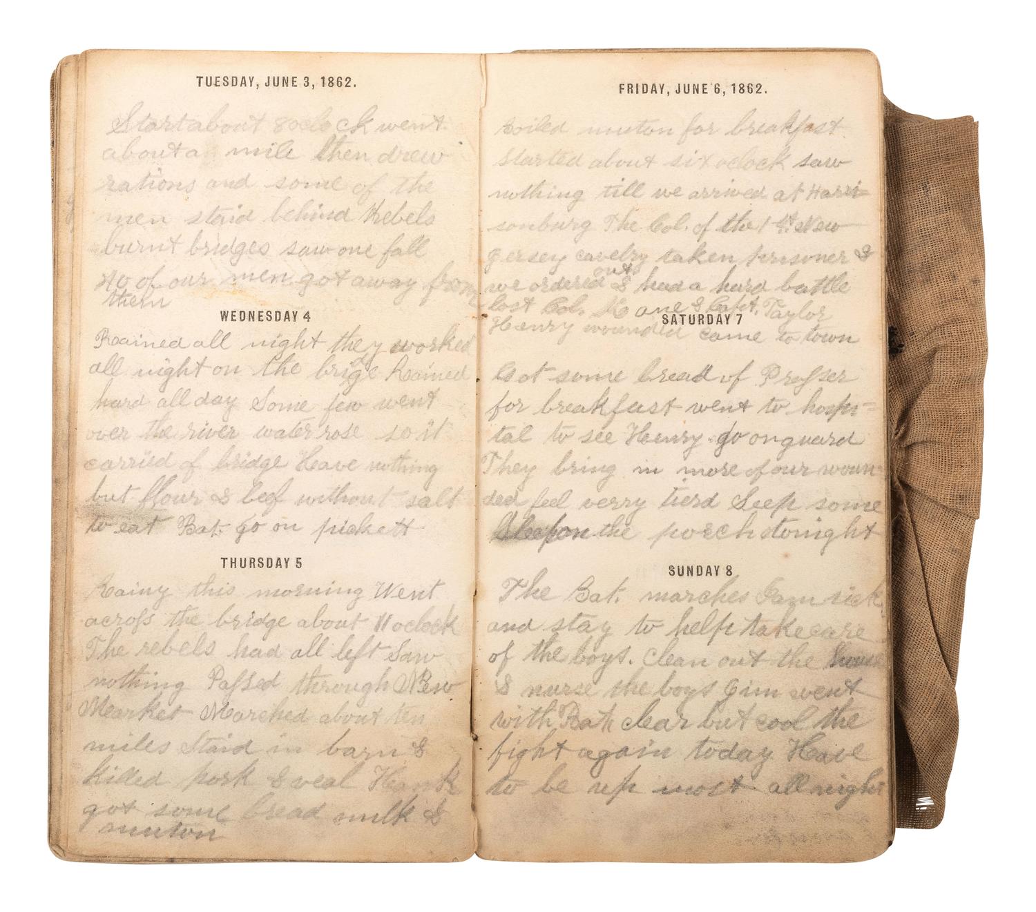 [CIVIL WAR]. Small archive associated with Private Elijah N. Howard, Co. I, 42nd Pennsylvania Infantry, the "Bucktails," incl. 1862 diary and CDV.
