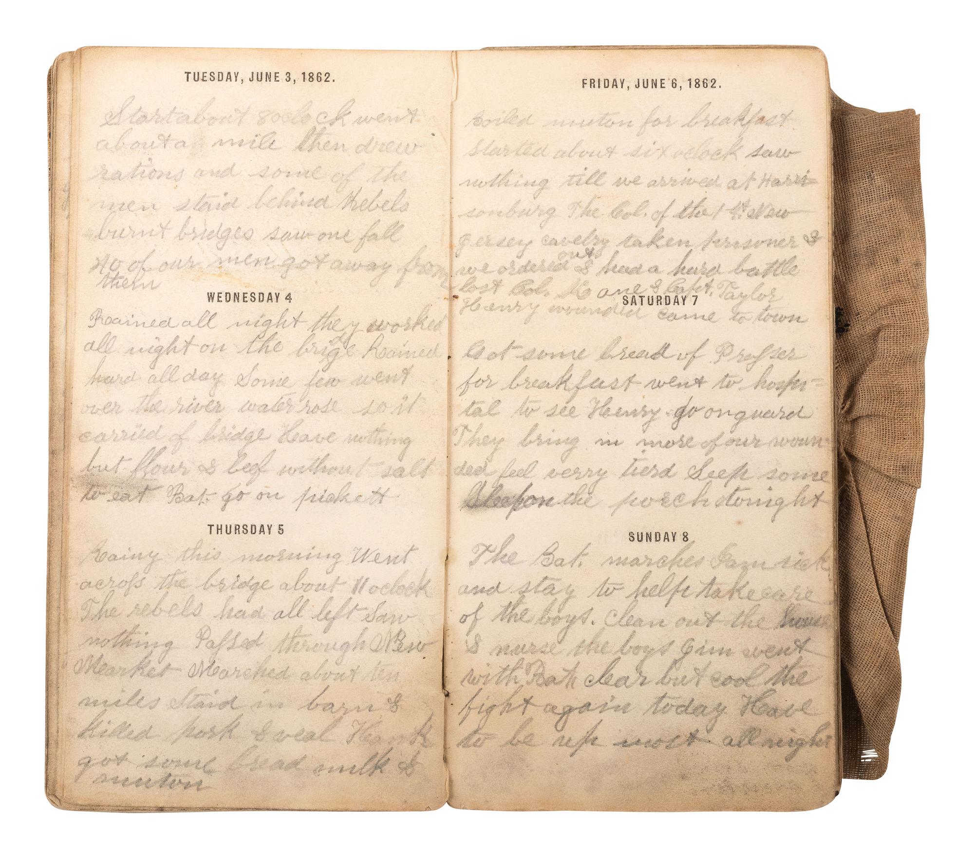 [CIVIL WAR]. Small archive associated with Private Elijah N. Howard, Co. I, 42nd Pennsylvania Infantry, the "Bucktails," incl. 1862 diary and CDV.