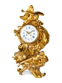 A Louis XV Style Gilt Bronze Clock