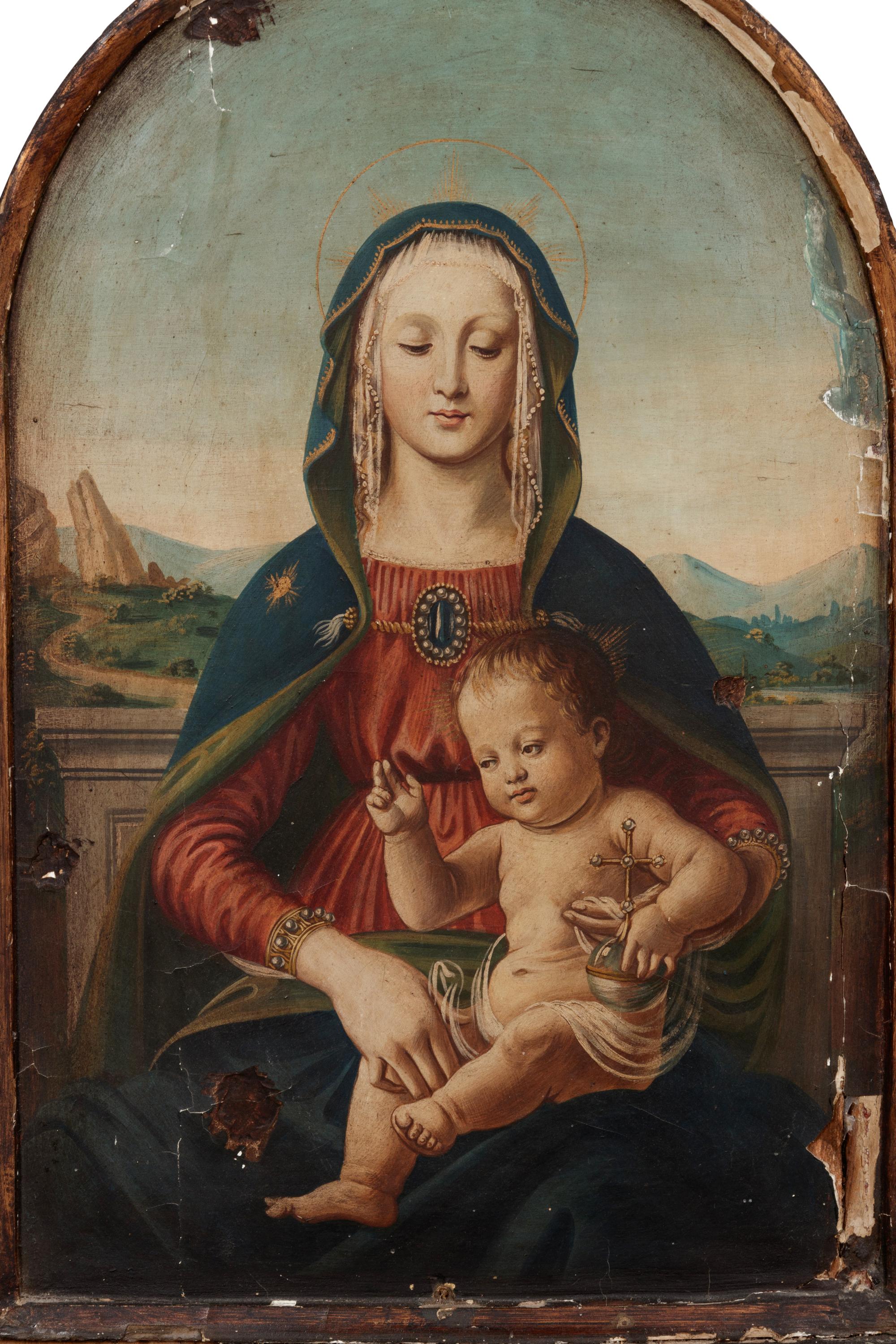 A French Painted and Parcel Gilt Shrine After Raphael