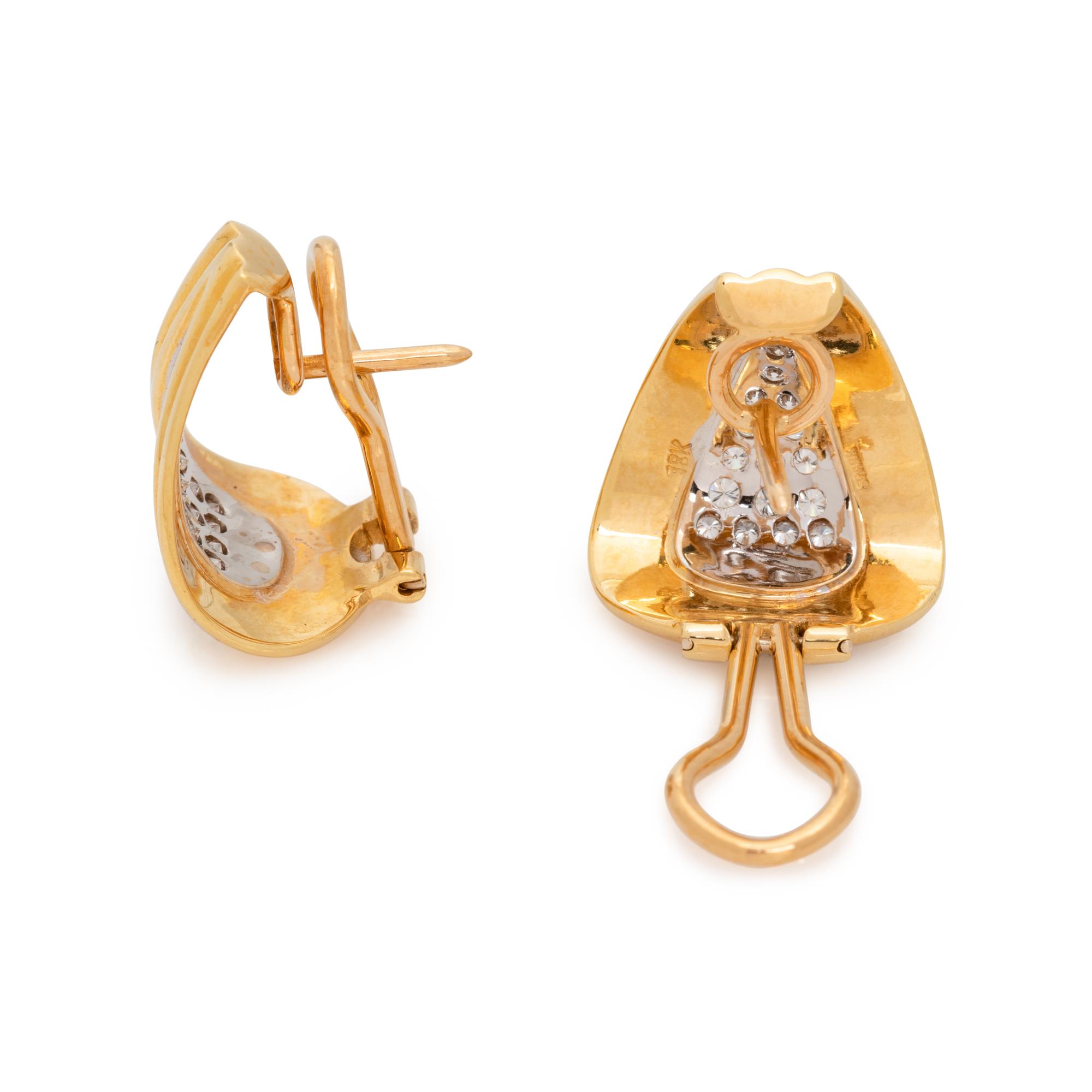 YELLOW GOLD AND DIAMOND EARCLIPS