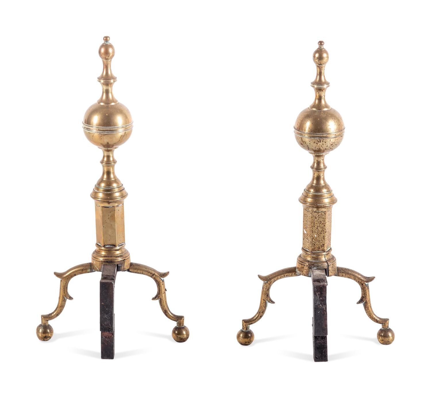 A Group of Federal Brass and Iron Fireplace Articles