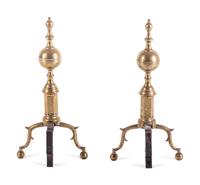 A Group of Federal Brass and Iron Fireplace Articles