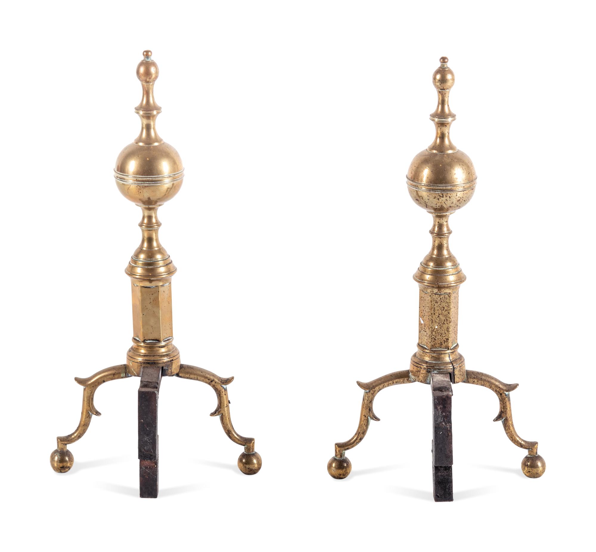 A Group of Federal Brass and Iron Fireplace Articles