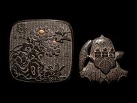Two Japanese Carved Black Lacquer Articles