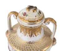 A Capodimonte Painted and Parcel-Gilt Porcelain Covered Urn