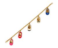 A 14 Karat Yellow Gold and Enamel Shoe Motif Charm Bracelet, Italian,