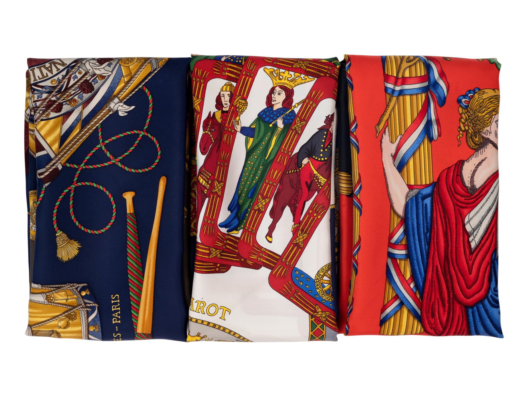 Three Hermès 90cm Silk Scarves