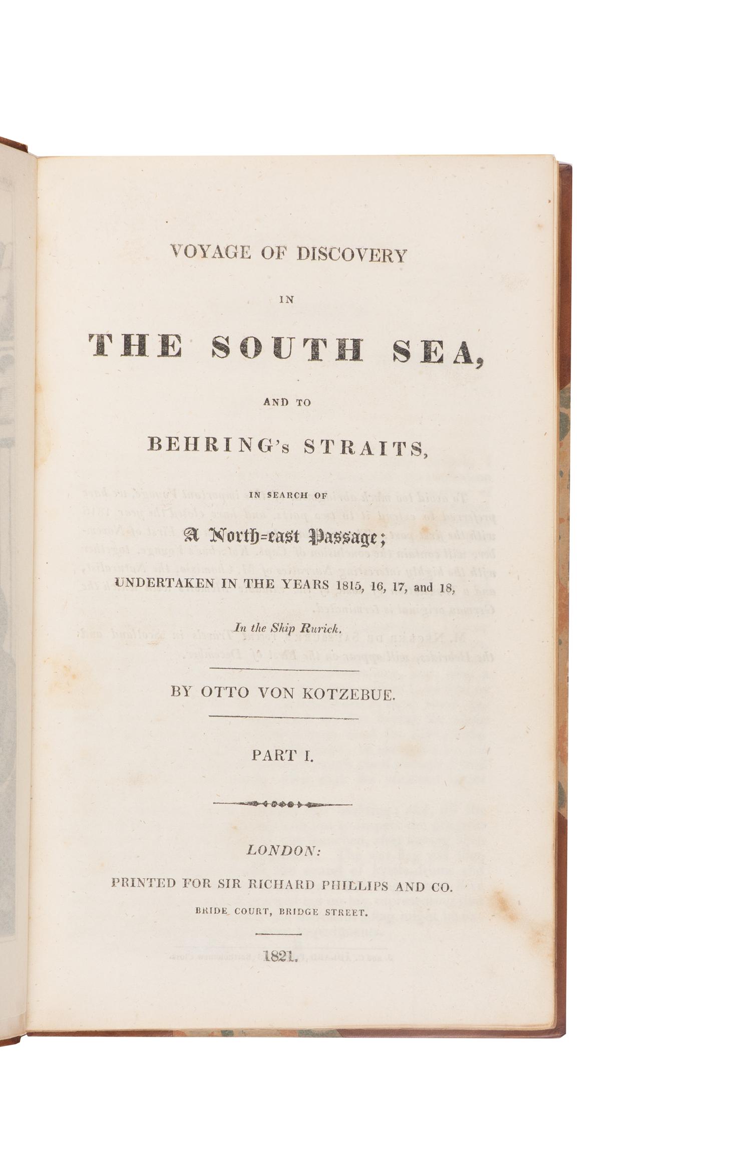 [Travel & Exploration] Kotzebue, Otto von. A Voyage of Discovery into the South Sea and Beering's Strait, for the purpose of Exploring a North-East Passage...1815-1818...in the Ship Rurick...