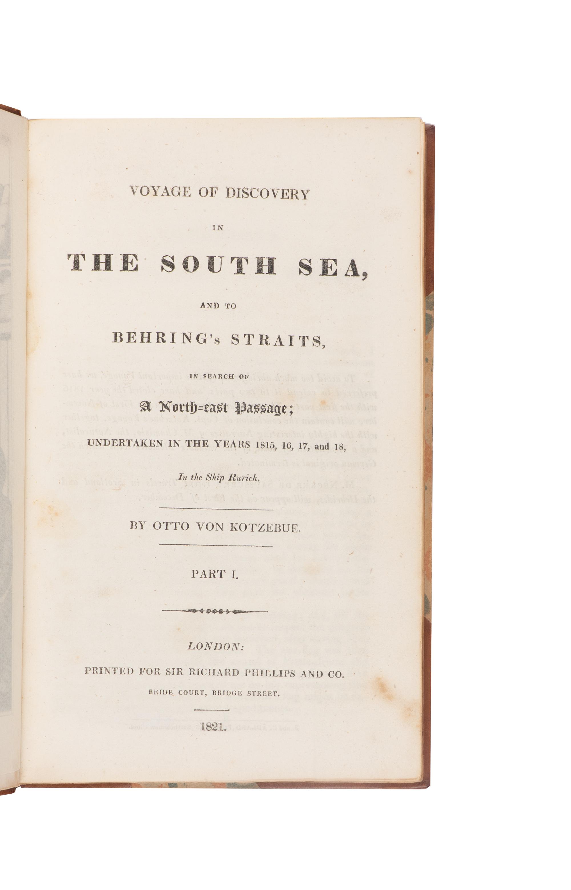 [Travel & Exploration] Kotzebue, Otto von. A Voyage of Discovery into the South Sea and Beering's Strait, for the purpose of Exploring a North-East Passage...1815-1818...in the Ship Rurick...