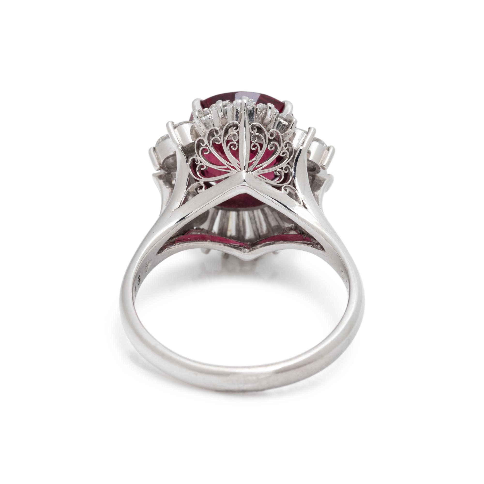 RED SPINEL AND DIAMOND RING