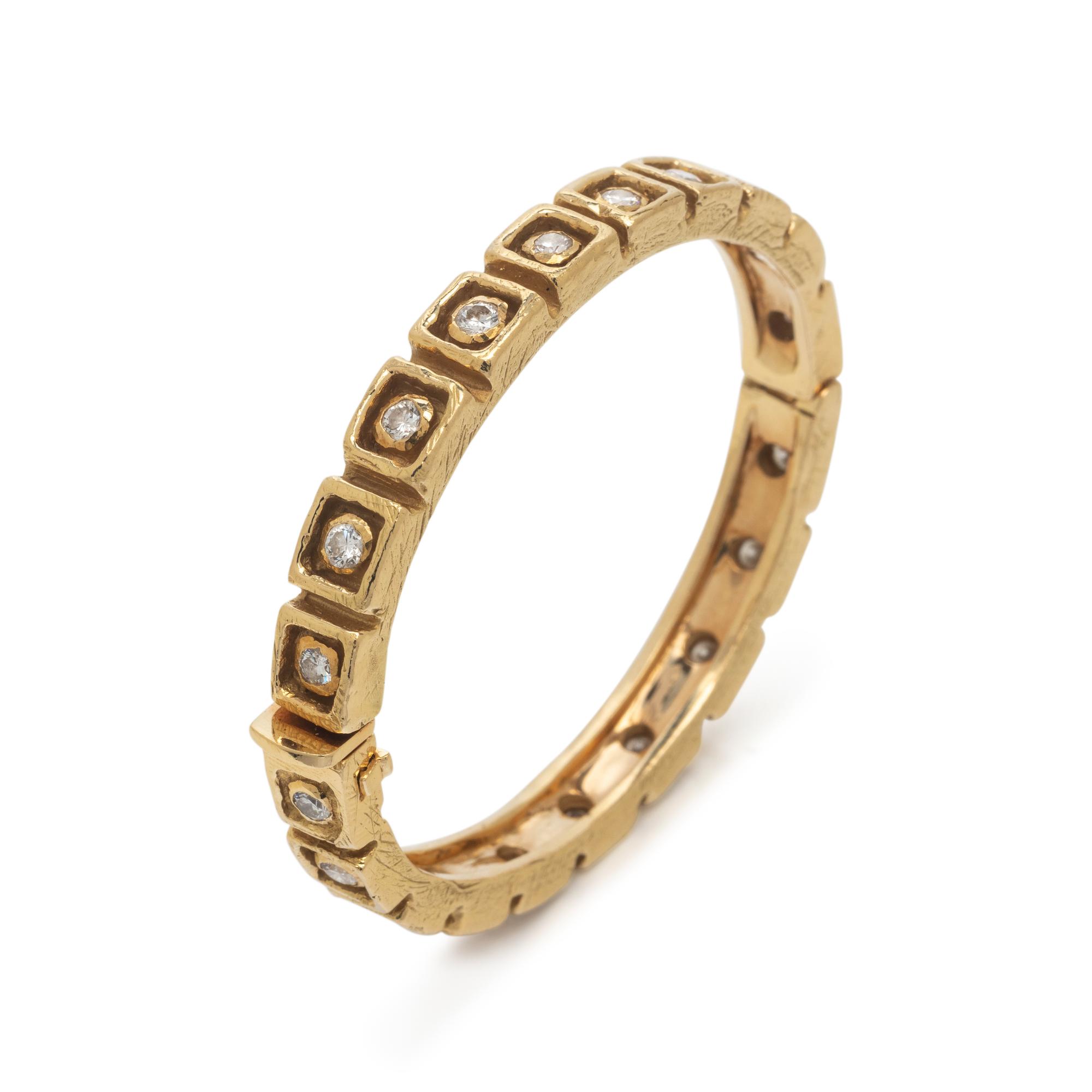 KATY BRISCOE, YELLOW GOLD AND DIAMOND BANGLE BRACELET