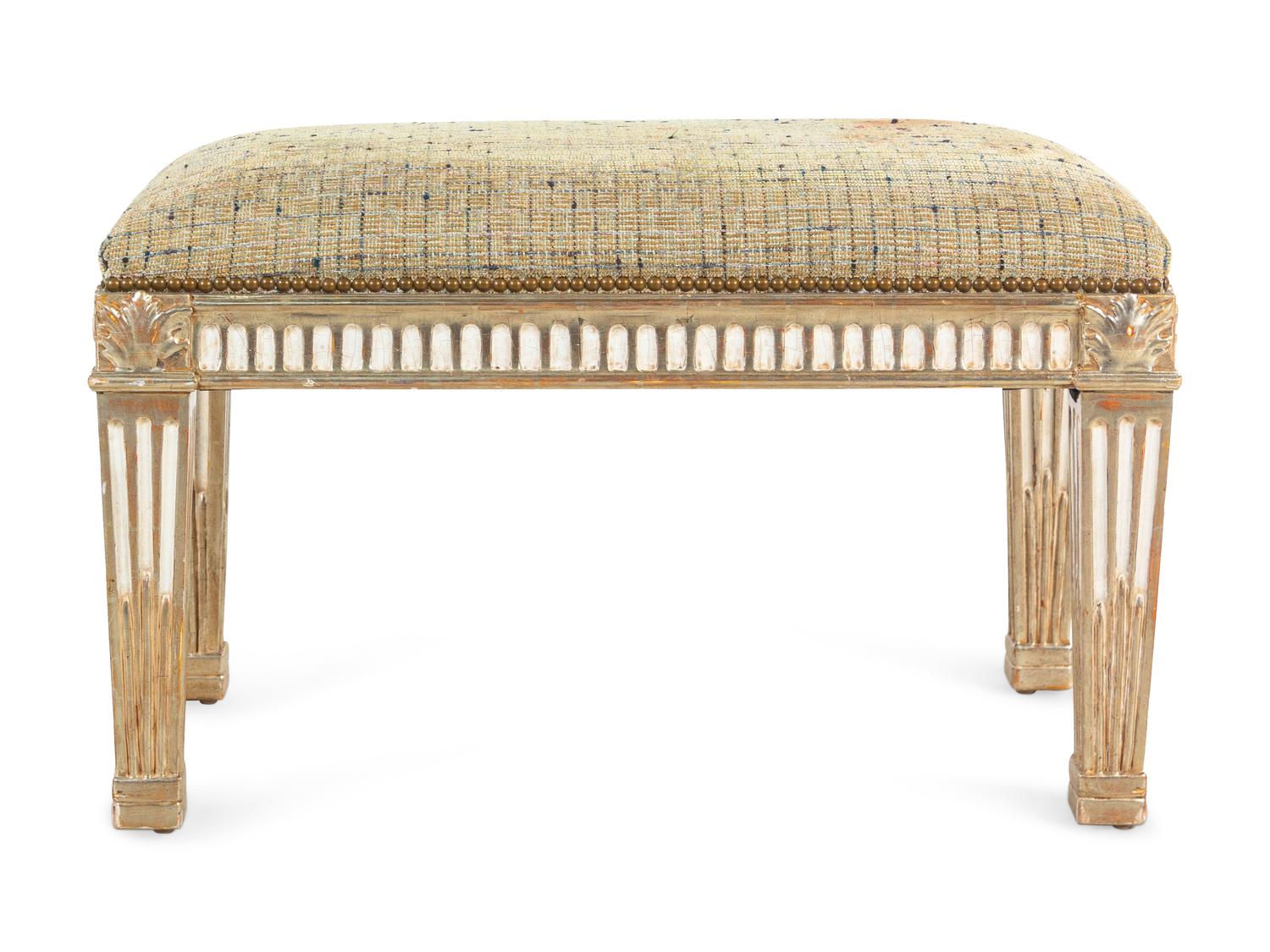 A Neoclassical Gilt and Painted Wood Tabouret