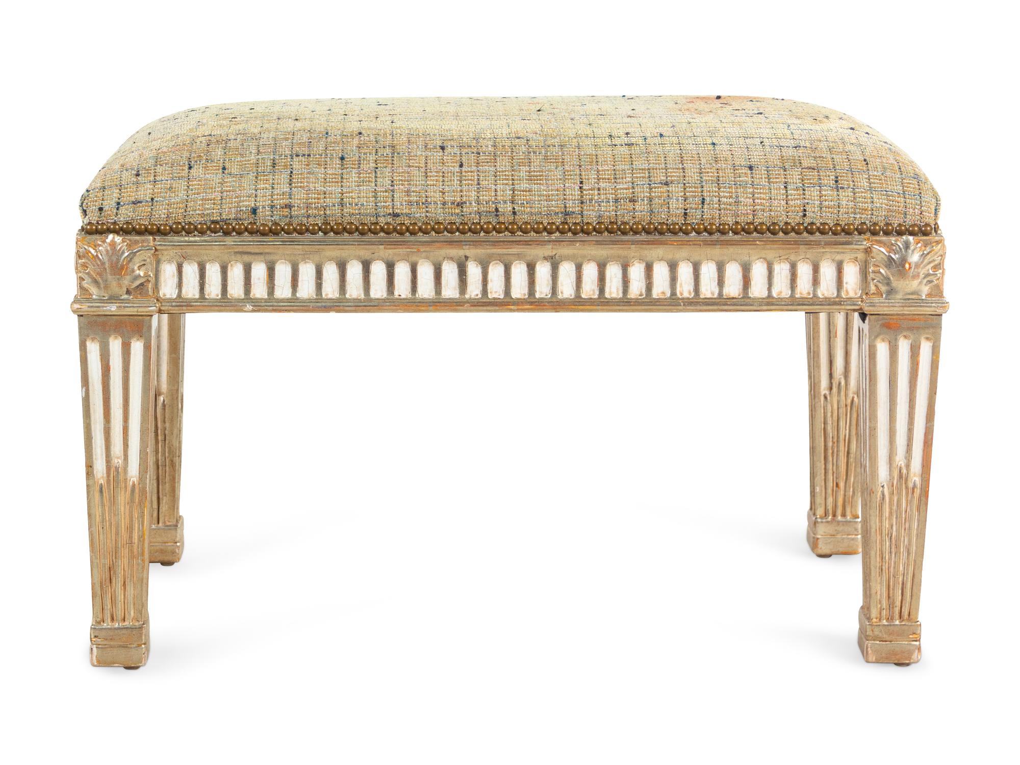 A Neoclassical Gilt and Painted Wood Tabouret