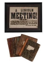 JACKSON, Col. Oscar L. (1840-1920). Five journals, incl. descriptions of Oscar L. Jackson's political activism during the 1860 campaign and his service with 63rd OVI, with campaign broadside noting Jackson as a speaker.