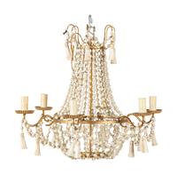 A Gilt Metal and Painted Wood Six-Light Chandelier