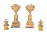 A Pair of English Gilt Bronze Cassolettes in the Style of Matthew Boulton