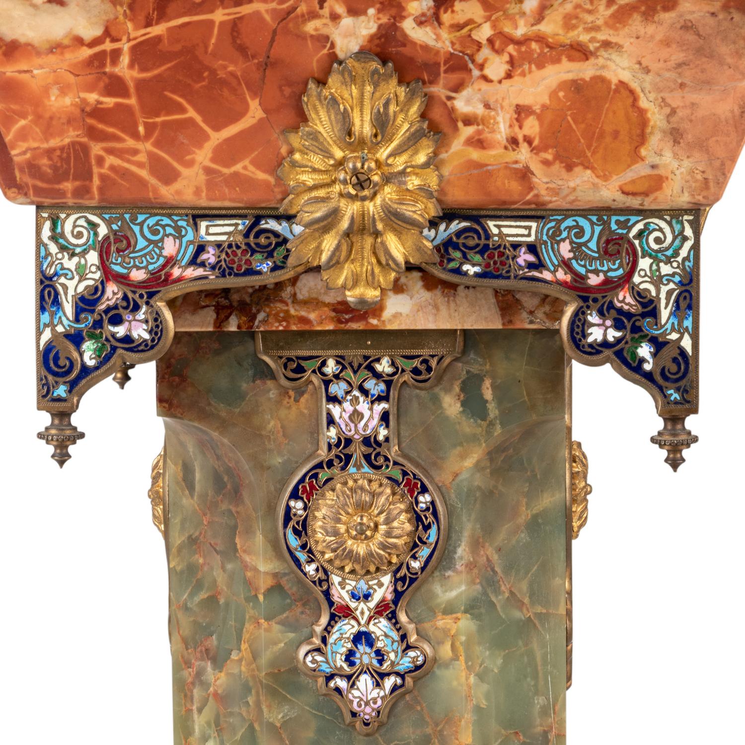 A French Onyx and Champlevé Mounted Pedestal