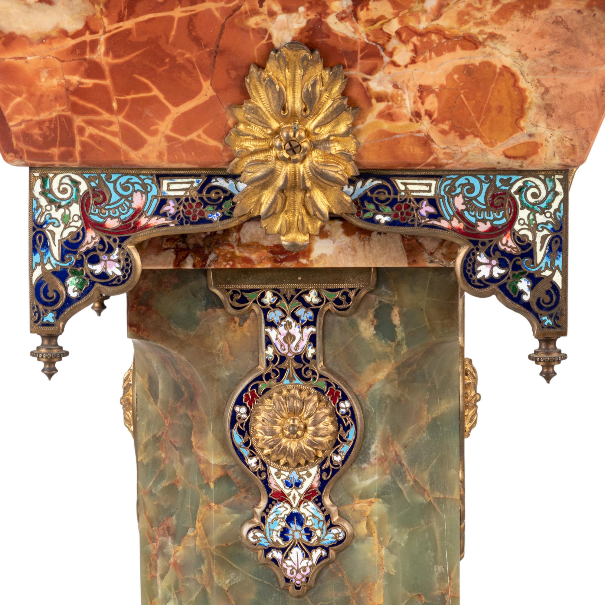 A French Onyx and Champlevé Mounted Pedestal