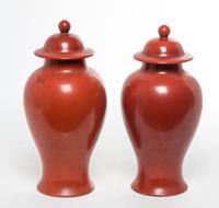 A Pair of Chinese Porcelain Jars and Covers Height 11 inches. — TONGZHI PERIOD