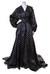 A Christian Dior Polka Dot Evening Coat, Dress no size; Wrap 160" x 15".