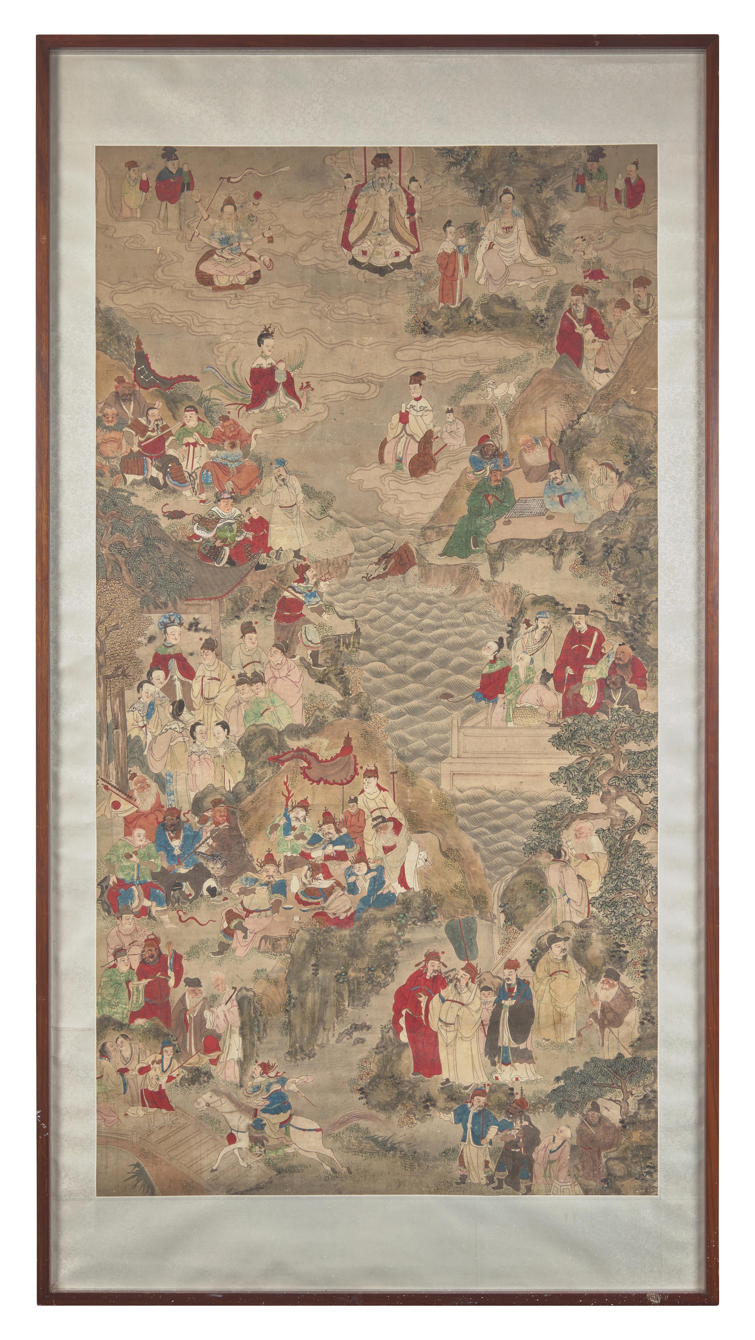 A Chinese 'Immortals' Painting, 19th Century 清 紙本設色神仙像