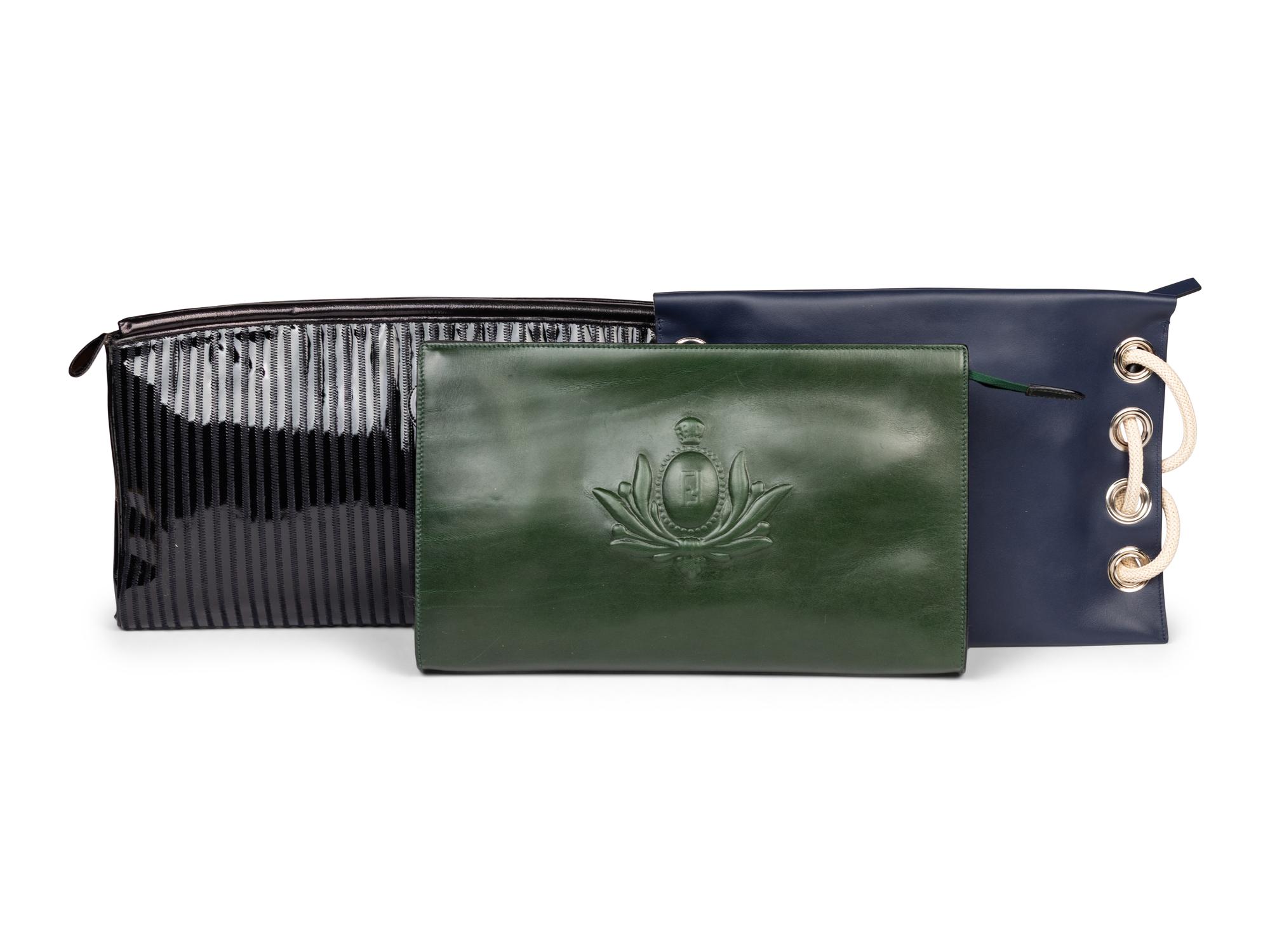 Fendi & Marni, Three Flat Leather Clutches