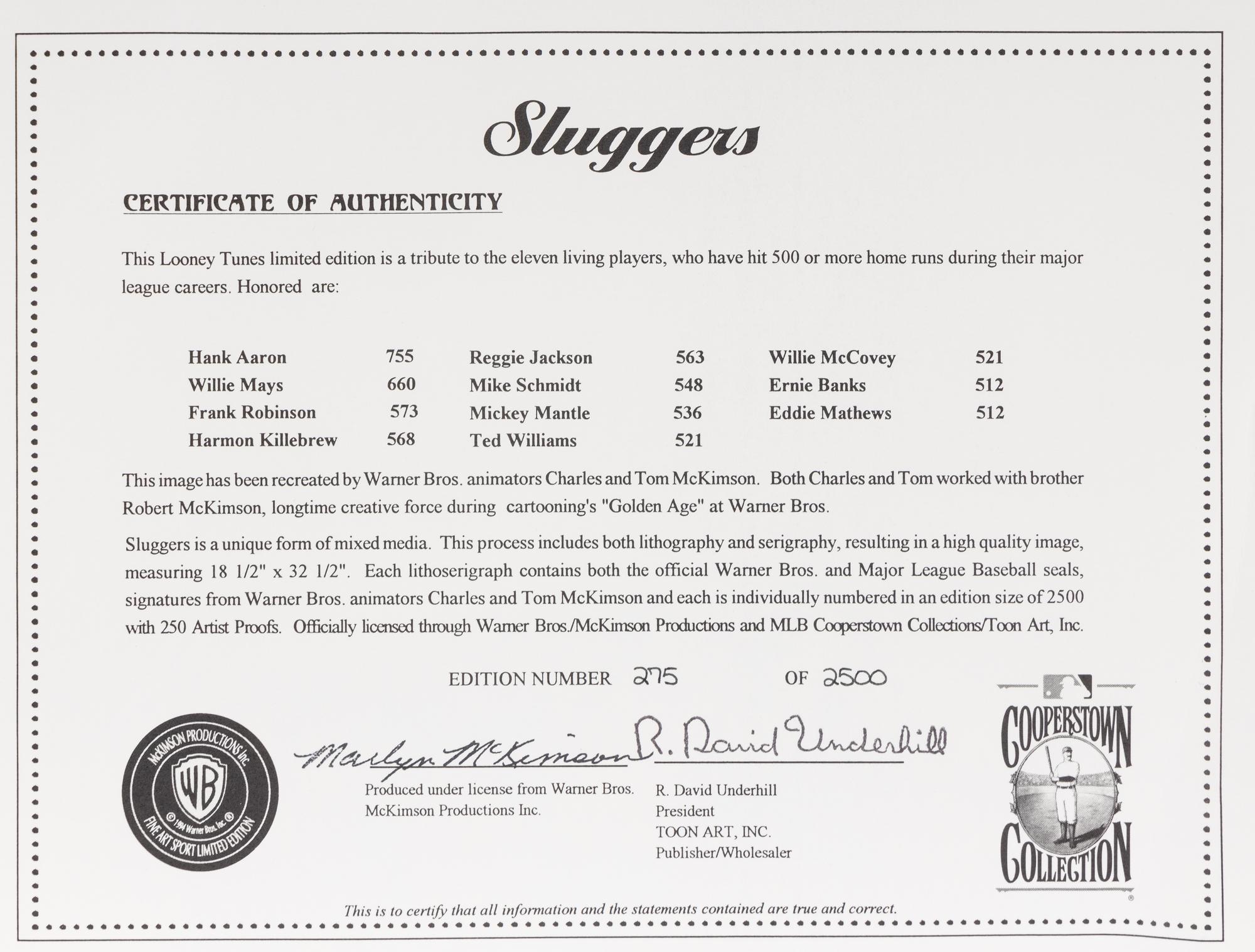 A 1994 Warner Brothers "Sluggers" Tom and Charles McKimson Lithograph,