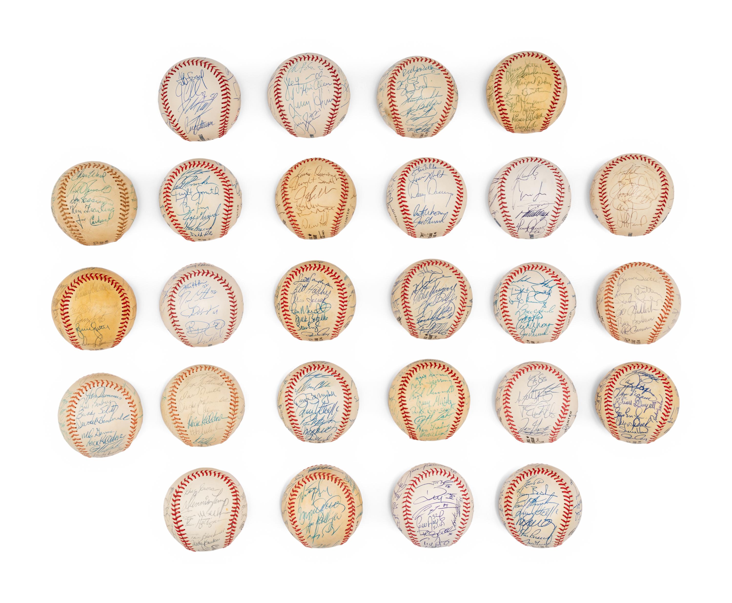 A Large Group of Assorted 1970s-2000s Chicago Cubs Team Signed Autograph Baseballs,