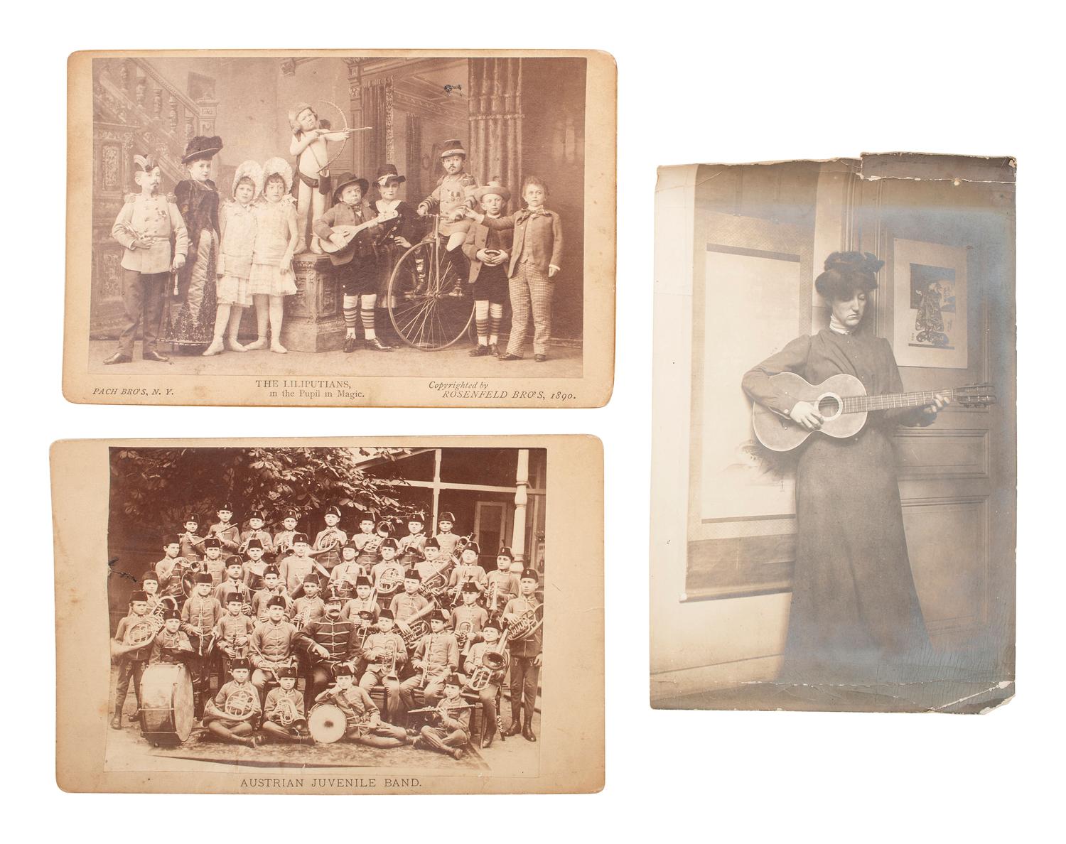 [EARLY PHOTOGRAPHY]. 3 photographs of bands and musicians, incl. the Liliputians.