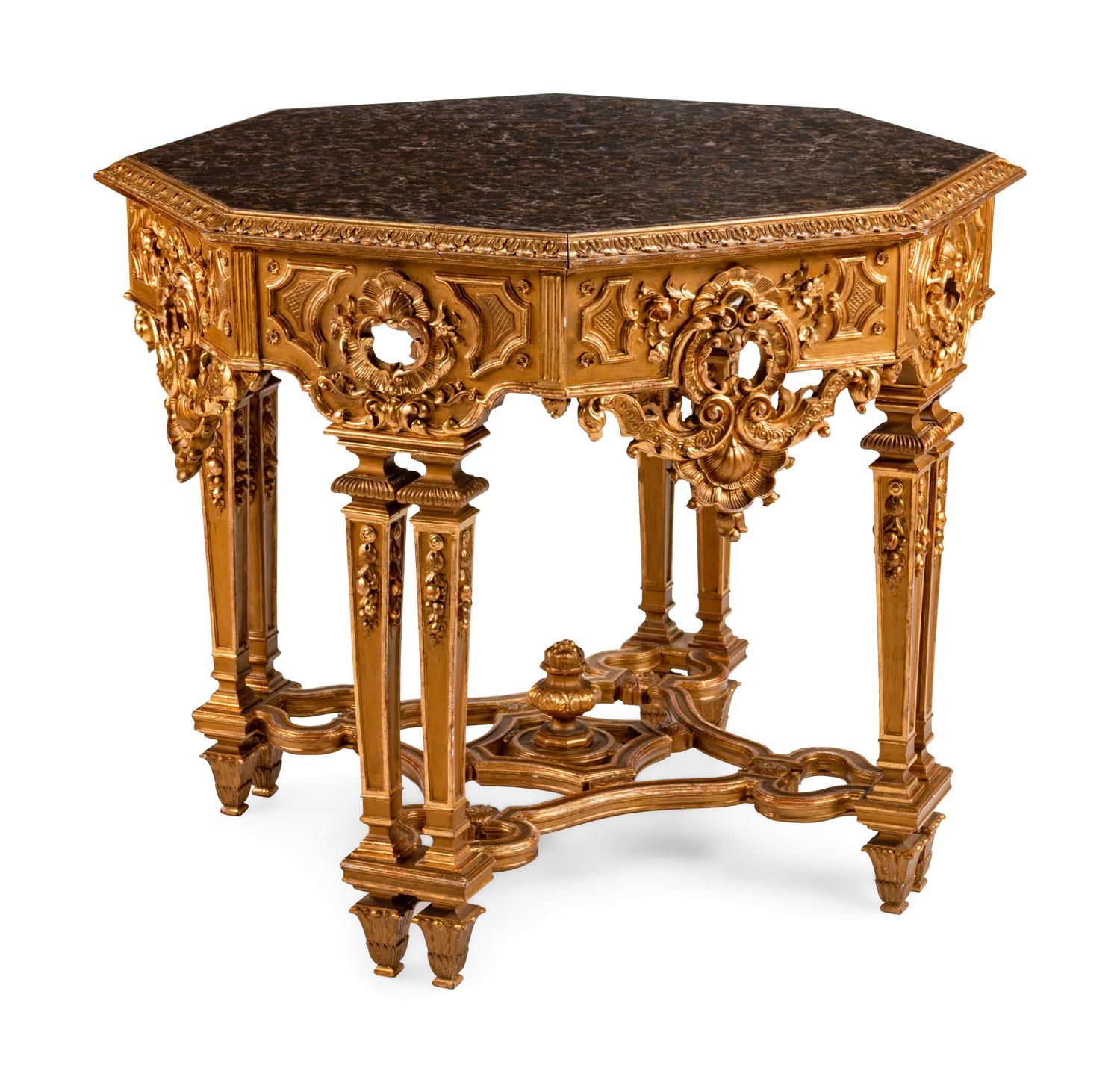 An Italian Neoclassical Style Giltwood Octagonal Center Table — 19TH CENTURY